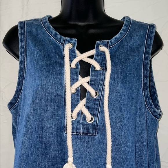 Aerie Denim Midi Dress with Nautical Knots & Frayed Hem - Picture 5 of 5